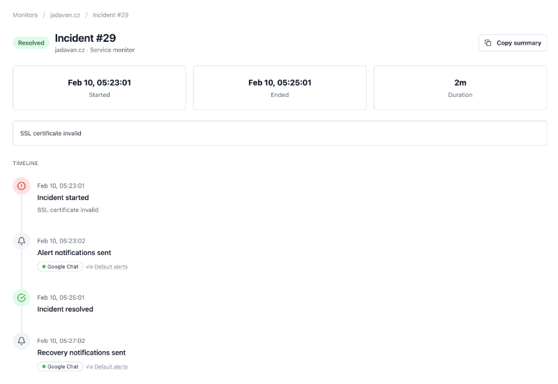 WatchCat incidents overview